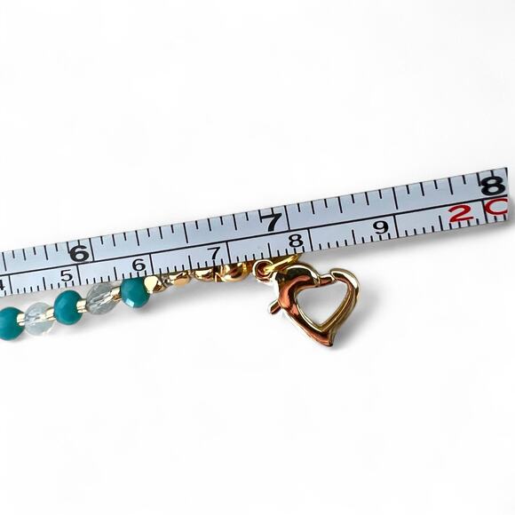 Sparkling Crystal & Stone Bracelet Handbag Charm Aqua & White 7.25'' Glam - Picture 4 of 5